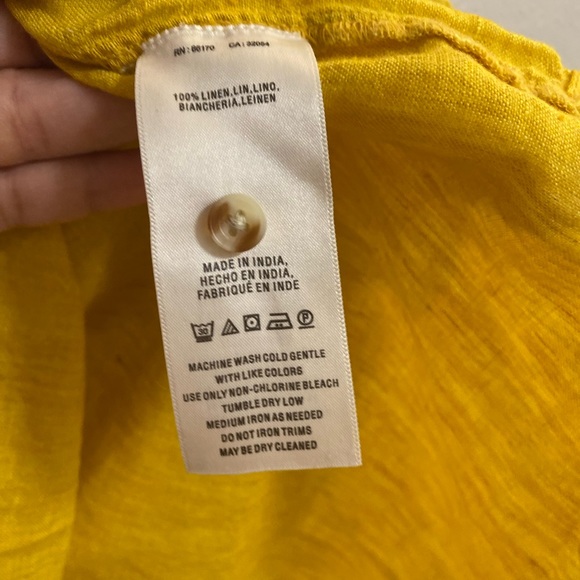 Anthropologie Maeve Linen Mustard Yellow Blouse size 4 - Picture 4 of 5